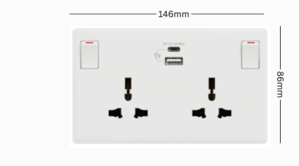 SCHNEIDER KBNT25USB 'Vivace E' 13A 2G S/W SKT WITH USB (1A+1C)
