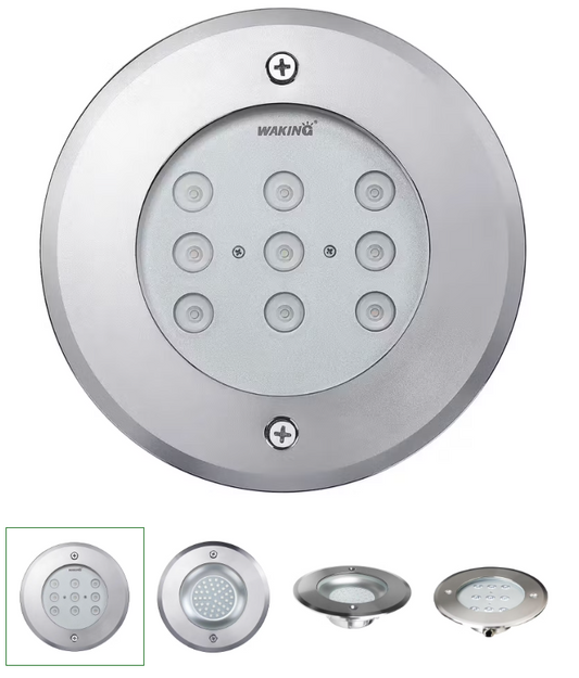 [China] Waking HJ-RC-SS160L 9w, dc24v, ss316L + plastic niche, warm white, 5m cable Underwater Light