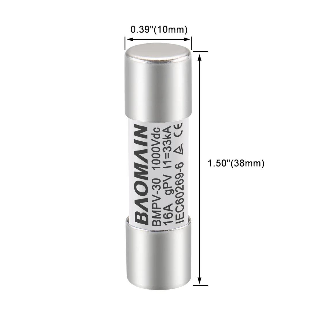 Baomain Solar PV Fuses, gPV Type Fuse Link BMPV Series CE Photovoltaic Fuses