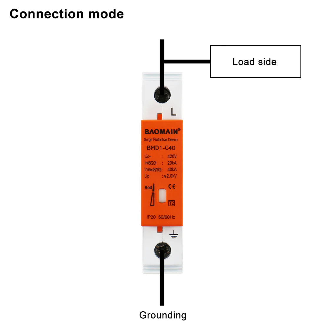Baomain Surge Protection Breaker Device Arrester BMD1-C40 Arrester White