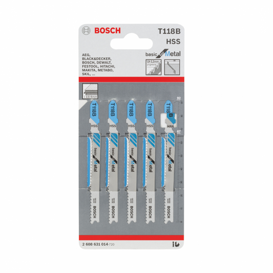 BOSCH T118B Basic for Metal Jig Saw Blade (5pcs/pack) | For Jigsaws