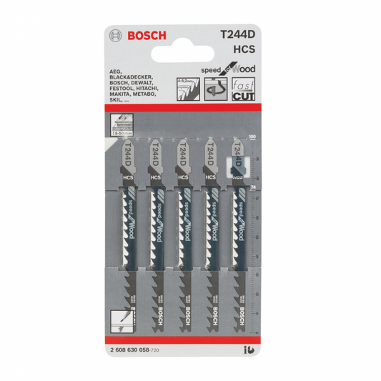 BOSCH T244D Speed For Wood Jig Saw Blade (5pcs/pack) | For Jigsaws