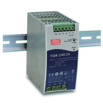 MEANWELL TDR-240-24 - 240W 24V 10A ACTIVE PFC 3 PHASE INPUT 340V~550V DIN RAIL