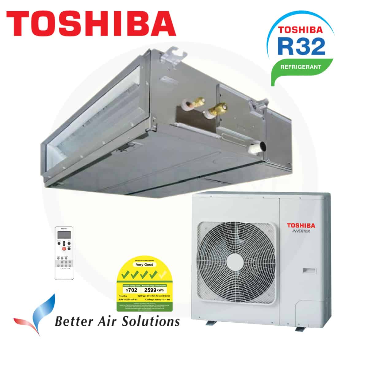 Toshiba Single Split INVERTER CEILING DUCTED Air Conditioner – System 1 (4 Ticks)