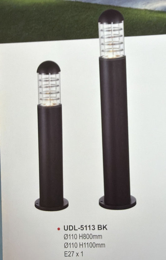 DSPL UDL-5113 800mm IP54 E27 Black Bollard Without Bulb