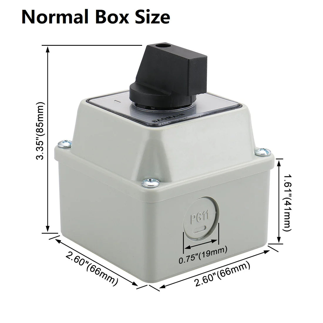 Baomain  Rotary Changeover Switch SZW26-20/D202.2D, with Box, 660V 20A, 3-Position, 2-Pole, 8-Terminal