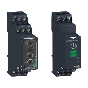 Schneider dual function relay, RE22R1CMR Off-delay Timing Relay - 0.05s…300h - 24… 240V AC/DC - 1C/O