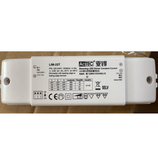 Actech LIm 25T 0.16A 25W Dimming Led Constant Current Driver-Ballast /Drivers-DELIGHT OptoElectronics Pte. Ltd
