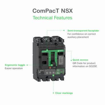 Schneider Circuit breaker, ComPacT NSX400N, 50kA/415VAC, 3 poles, MicroLogic 2.3 trip unit 400A 