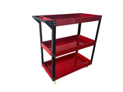 Aiko 3 Stage Metal Trolley TRL-3S Heavy Duty Red Industrial Trolley