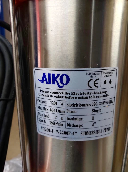 Aiko V2200-4 Sewage Pump (Mesh) 4" 2200W | Model: WP-V2200-4