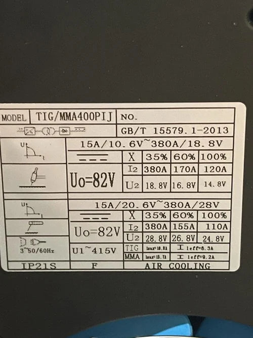 Aiko Welding Machine Tig400p Pulse Come with 4m WP18 & 1.5m Welding Cable + Earth Cable