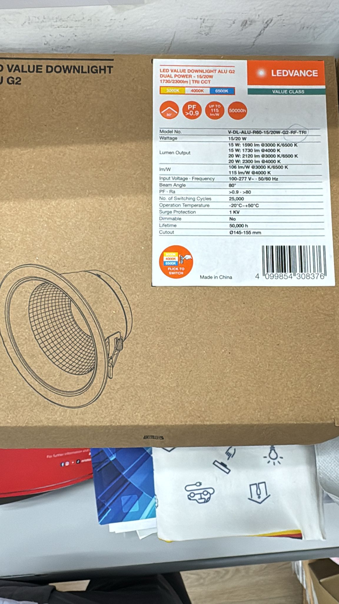 Ledvance ALU G2 Dual Power 15/20W Tri CCT 6" Recessed Downlight