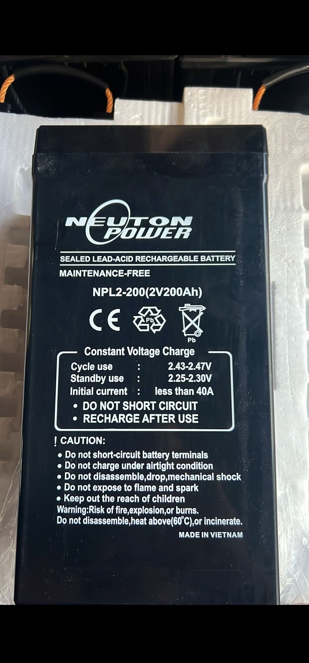 Neuton Power 2V 200Ah Sealed mf Battery