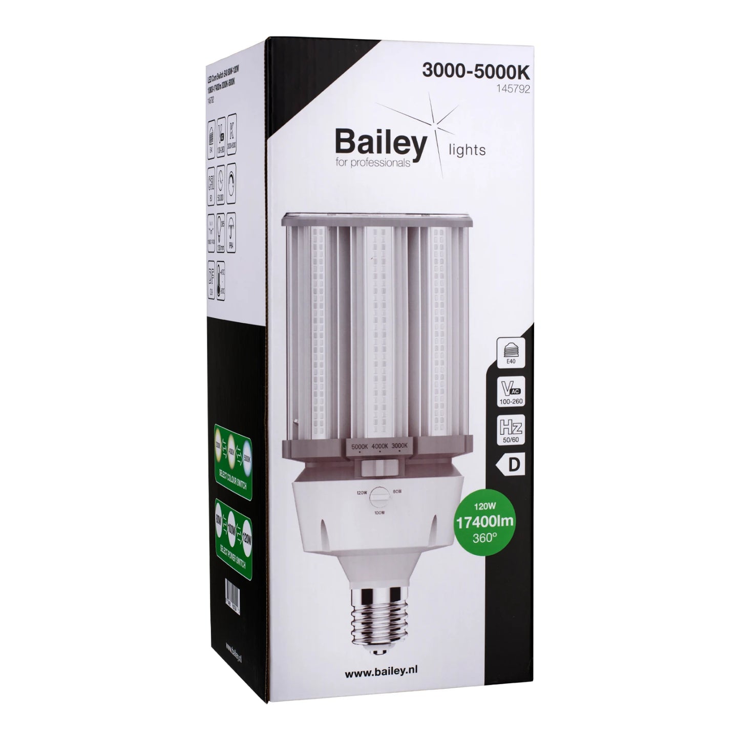 Bailey Electric & Electronics bv LED Corn E40 LED Corn Lamp 105 - 155 W, 3000 - 5000K, Neutral White, Single Ended shape