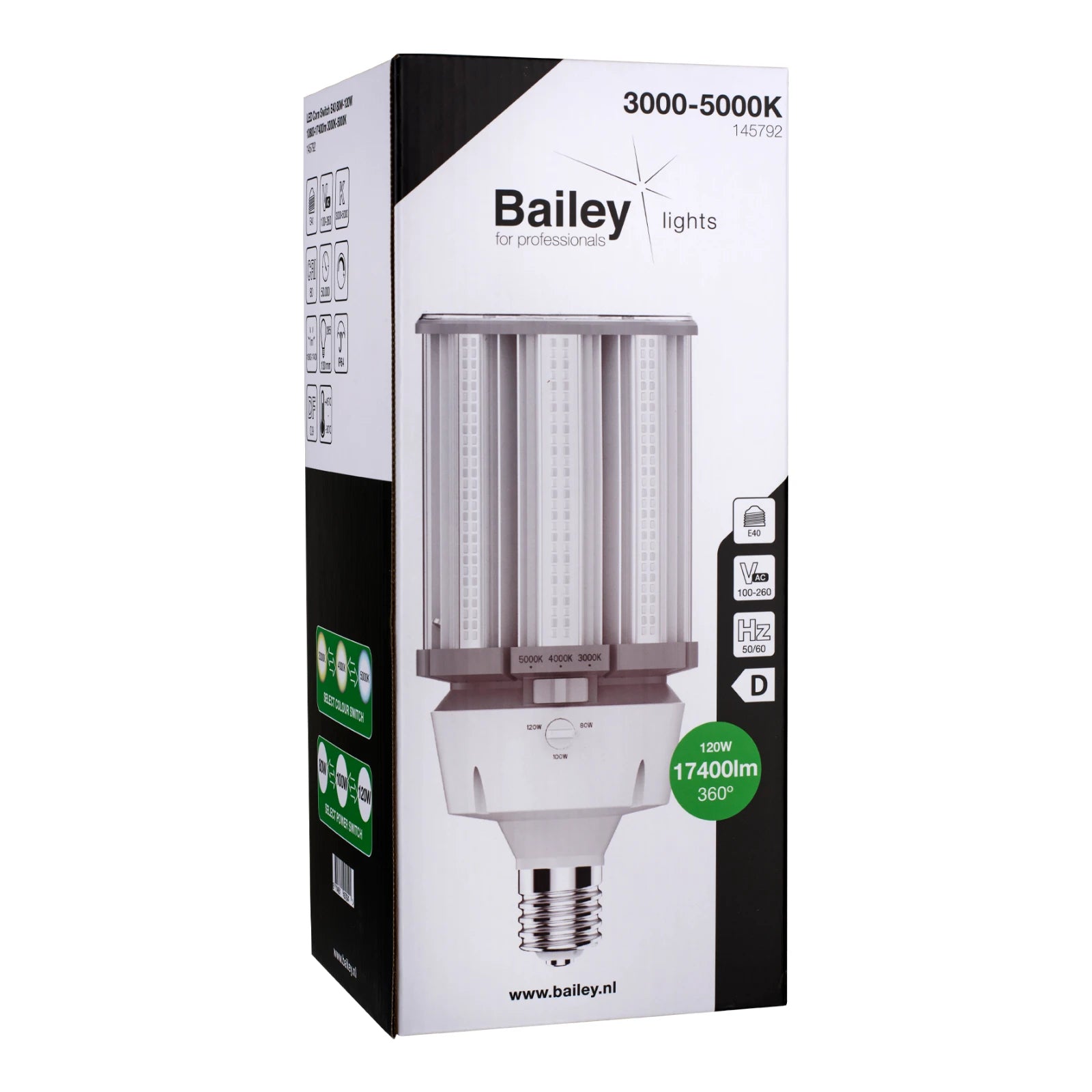 Bailey Electric & Electronics bv LED Corn E40 LED Corn Lamp 105 - 155 W, 3000 - 5000K, Neutral White, Single Ended shape