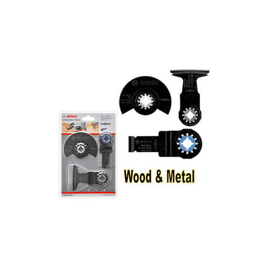 BOSCH 3pcs OMT Hardened Wood + Metal set. Accessories for Multi-Cutter. Versatile Starlock tile set. Saw blade. Scraper.