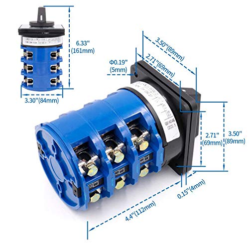 Baomain Rotary Cam Changeover Switch LW28-125/3 (SZW26-125/D303.3) 660V 125A ON/Off/ON 3 Position