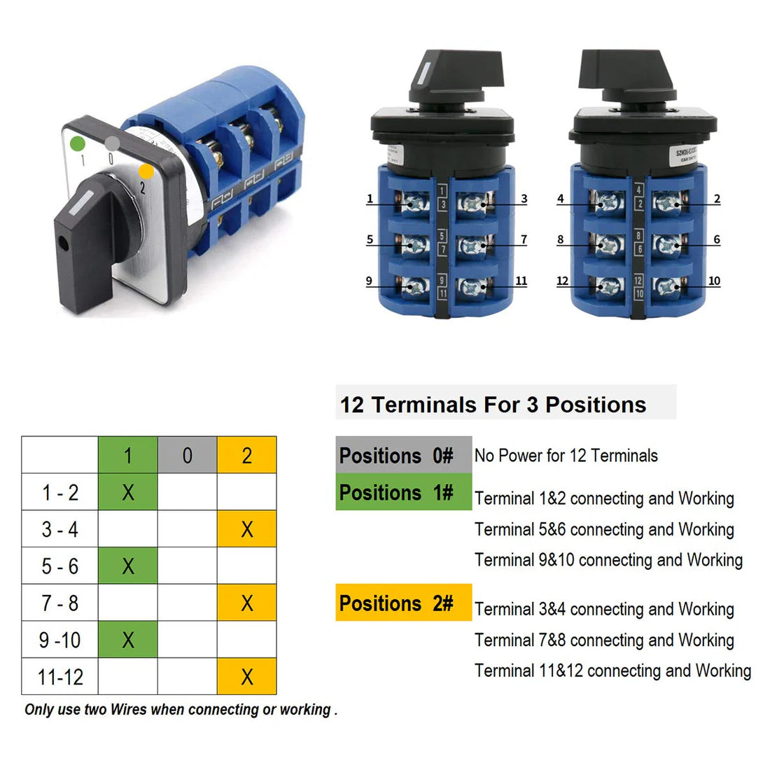 Baomain Universal Rotary Changeover Switch SZW26-63/D303.3D with Master Switch Exterior Box LW28-63/4 660V 63A 3 Position 3 Phase