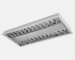 Adamlite JMF240 AC (2x18W Philips T8 Corepro LED) 4000K 600x1200 recessed fitting with mirror louvres with aircon slot c/w Lamp With Emergency