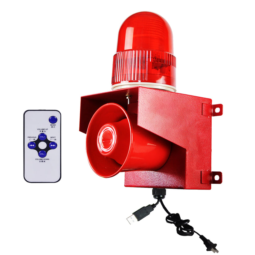 YASONG Motion Sensor Alarm Siren with Timer Outdoor 120dB 12 Tone Adjustable Motion Detector Siren Light Security Emergency Alarm for Industry Dock Mine SLA-TG01W1