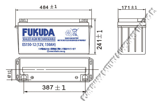 FUKUDA ES150-12v Sealed AGM M/F Battery