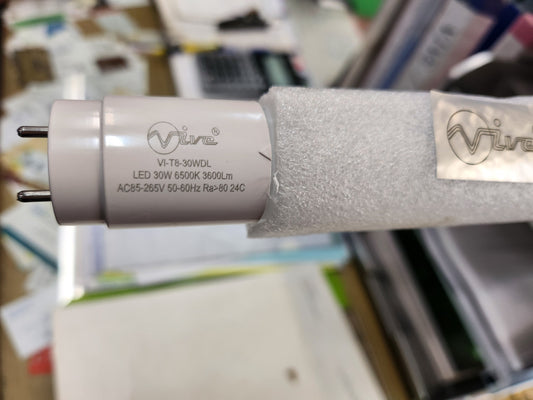 VIVE 85-265V T8 30W 4FT LED TUBE (3600lm)(6500K) (DOUBLE END WIRING)x 10 Pcs