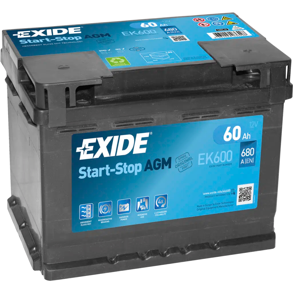 Exide DIN60-AGM L2 12V 60Ah Battery