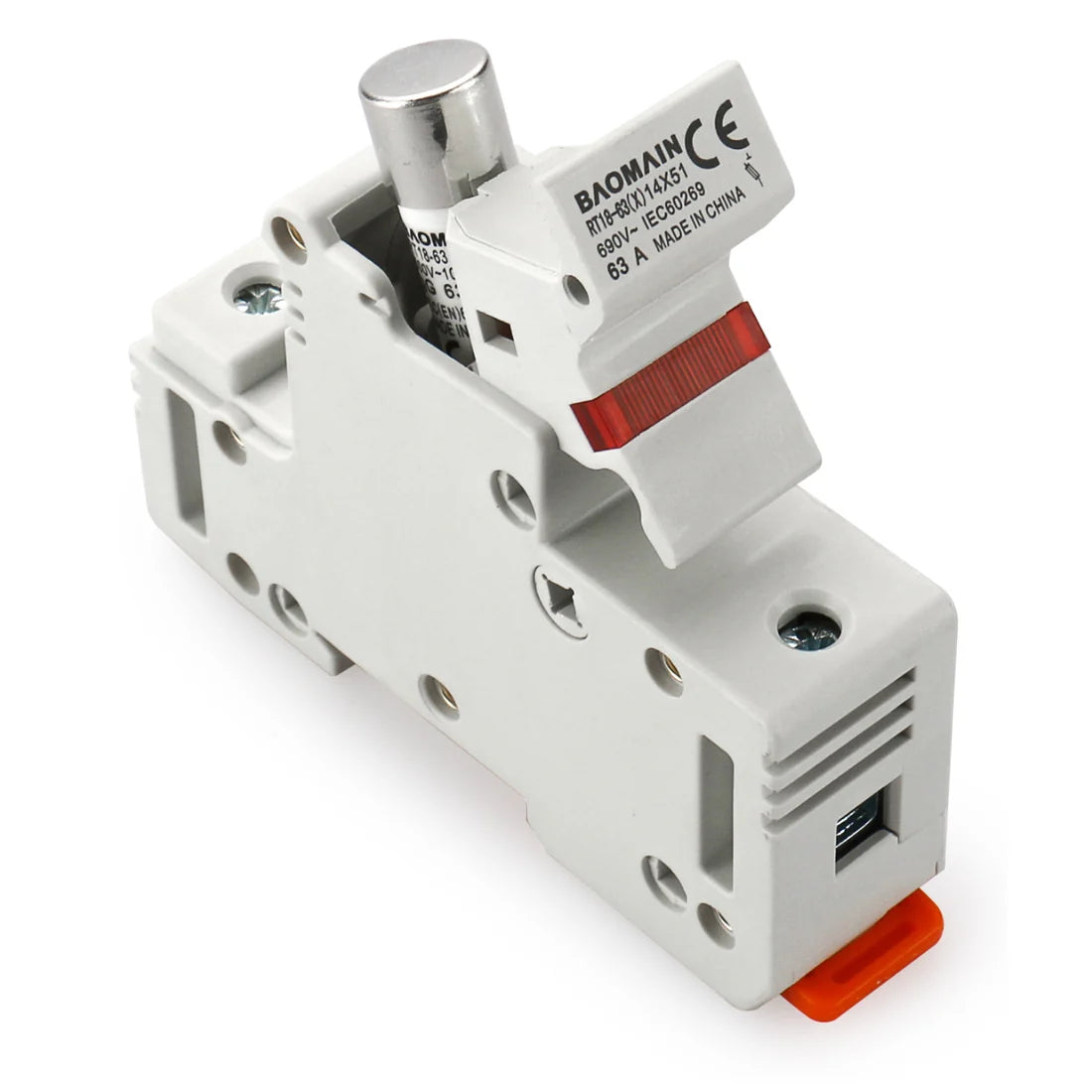 Baomain Cylindrical Fuse Holder RT18-63(X) 14mmX51mm Fuse Base DIN Distribution Electrical Rail Mount RO16 Fuse CE&TüV Listed