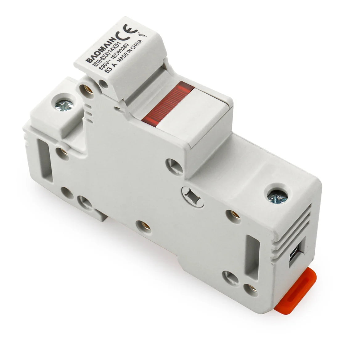 Baomain Cylindrical Fuse Holder RT18-63(X) 14mmX51mm Fuse Base DIN Distribution Electrical Rail Mount RO16 Fuse CE&TüV Listed