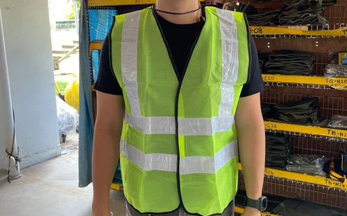 Aiko Green Safety Vest with words at back, Wording : Banksman, Fire Watchman, Lifting Supervisor, Rigger/Signal man, Security, Signal man, Traffic Controller | Model: VEST-G-