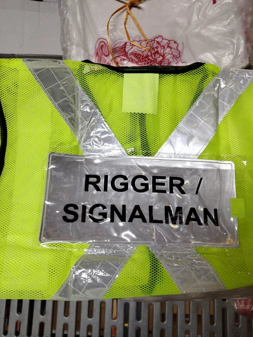 Aiko Green Safety Vest with words at back, Wording : Banksman, Fire Watchman, Lifting Supervisor, Rigger/Signal man, Security, Signal man, Traffic Controller | Model: VEST-G-