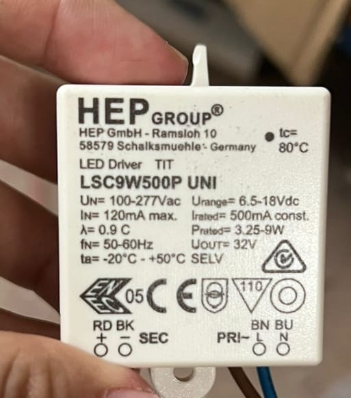 HEP LSC9W500P 9W 500mA UNI Constant current LED Driver