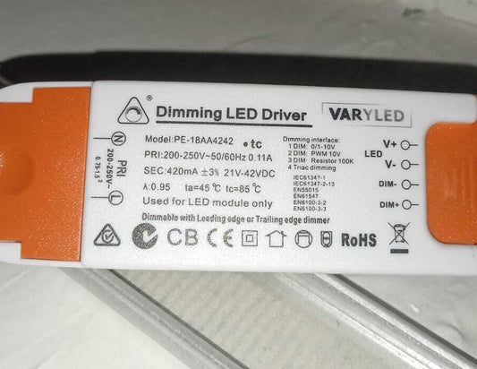 VARYLED 21V-42VDC 420mA 8.82W ~ 17.64W 200-250V 50/60Hz  Dimmable LED Driver