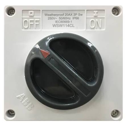 ABB WSW114CL, IP66 Weatherproof Switch 20A 2Pole