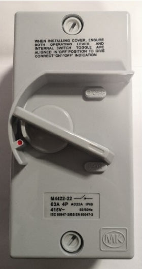 MK Electric M4422 415V 63A 4P ISOLATOR SWITCH IP66