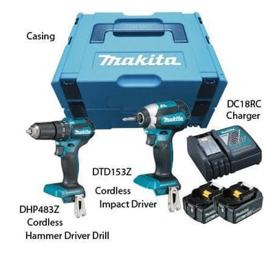 MAKITA 18V CORDLESS COMBO KIT | Model : DLX 2198 J(DHP 483 + DTD 153)