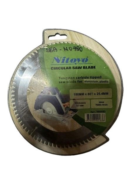 Nitoyo 7" 80T TCT Circular Saw Blade for Aluminium, Plastic | Model : SBA-N0780