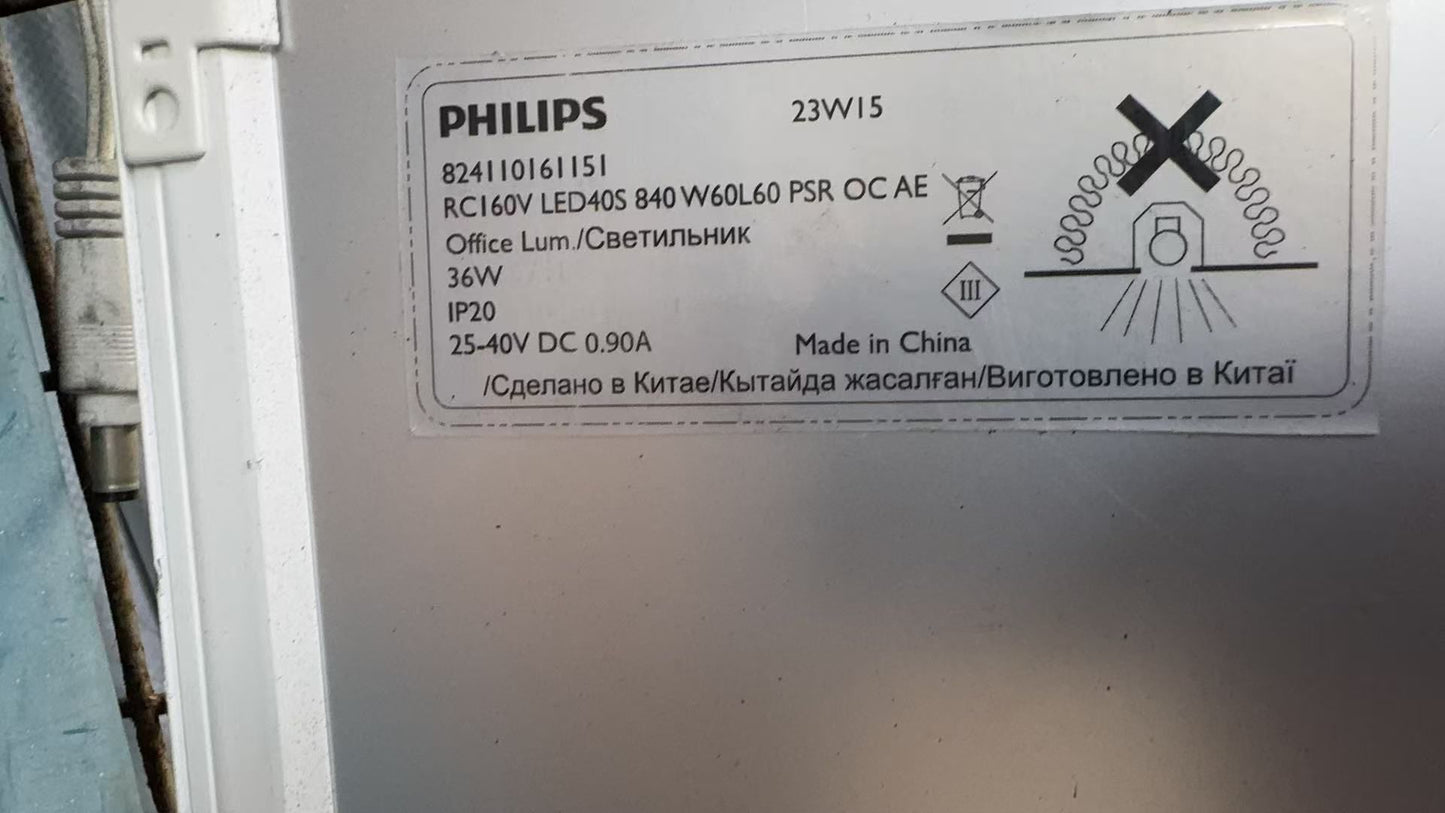 Philips RC160V LED40S 36W 840 W60L60 PSR OC AE Panel Light
