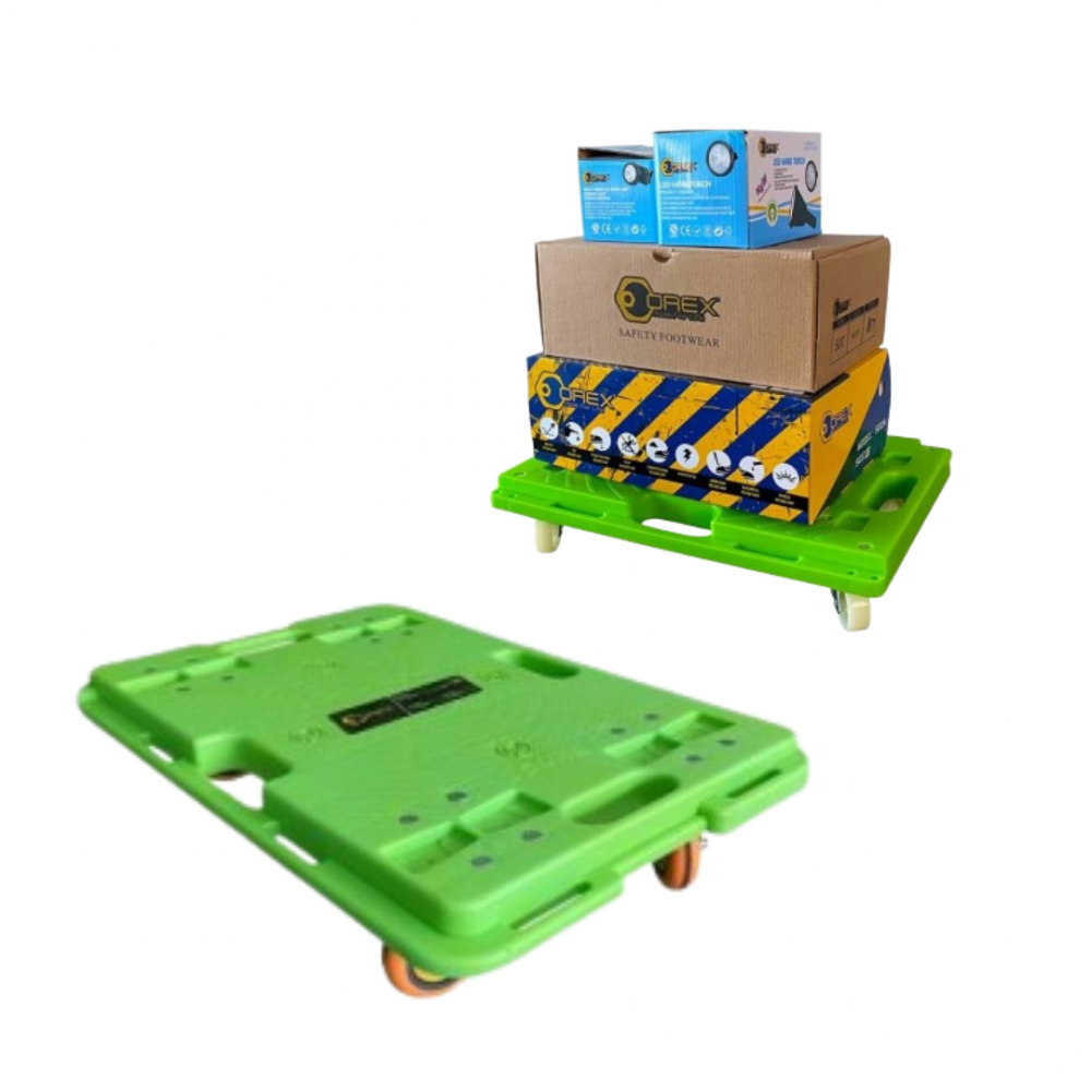 Plastic Turtle Trolley 100kg & 150kg capacity. PP Castor Wheels. Green