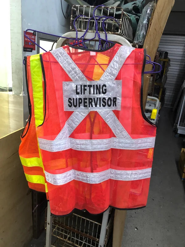 Red Safety Vest with words at back | Wording : Banksman, Fire Watchman, Lifting Supervisor, Rigger/Signal man, Security, Signal man, Traffic Controller