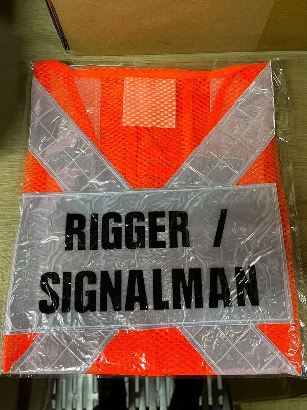 Red Safety Vest with words at back | Wording : Banksman, Fire Watchman, Lifting Supervisor, Rigger/Signal man, Security, Signal man, Traffic Controller
