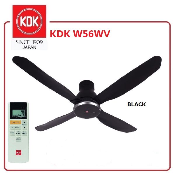 S9P3 Home Decore Black KDK W56WV 140cm Ceiling Fan 4 Blades DC Motor with Remote