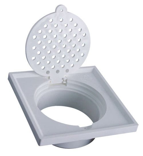 Showy 6" x 6" Plastic Grating (Toilet Drain Cover) with Edge and Spigot | Model : SHOWY-2571-004
