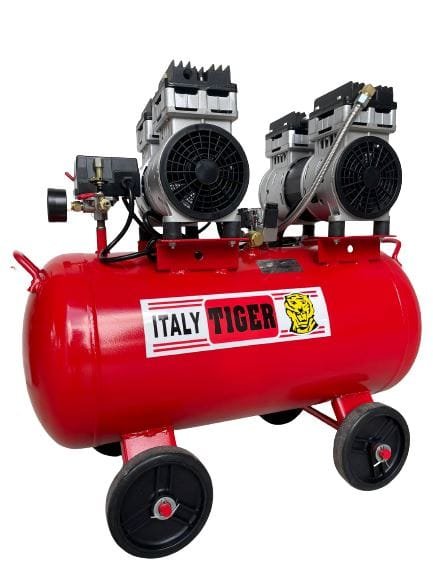 Tiger 3HP 50L 750WX2 220V Oil-free &amp; Silent Air Compressor | Model : GDG50-RED (For Export Only)