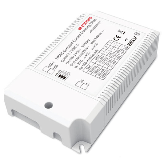 Euchips 45W 500/700/900/1050mA*1ch Constant Current LED Driver EUP45T-1WMC-0-Ballast /Drivers-DELIGHT OptoElectronics Pte. Ltd