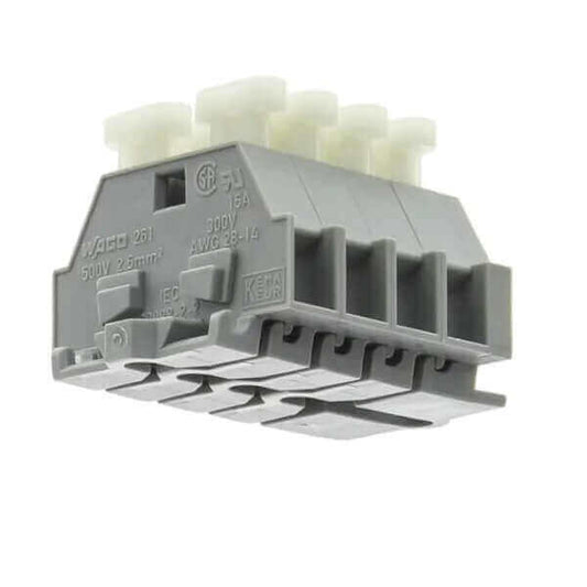 Wago 4-Way Non-Fused Terminal Block, 26A, 2.5 mm² X25Pcs-Electrical Supplies-DELIGHT OptoElectronics Pte. Ltd