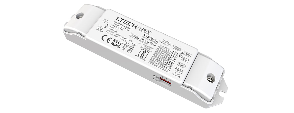 [China] LTECH AD-G1A series CC 0/1-10 V Flicker Free LED Driver-Ballast /Drivers-DELIGHT OptoElectronics Pte. Ltd