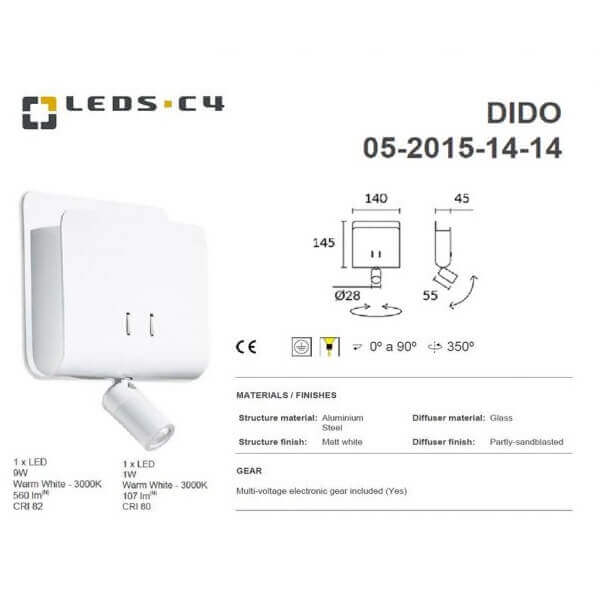 LEDS.C4 DIDO 05-2015-14-14 Warm White 3000K Wall Light-Home Decore-DELIGHT OptoElectronics Pte. Ltd