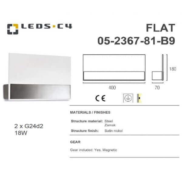 LEDS.C4 FLAT 05-2366-81-B9/05-2367-81-B9 18W Wall Light-Home Decore-DELIGHT OptoElectronics Pte. Ltd